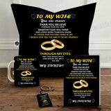 Combo Gift Pack for Wife (16" x 1" Inch Cushion Cover with Filler + Printed Mug + Greeting Card + Printed Key Ring)