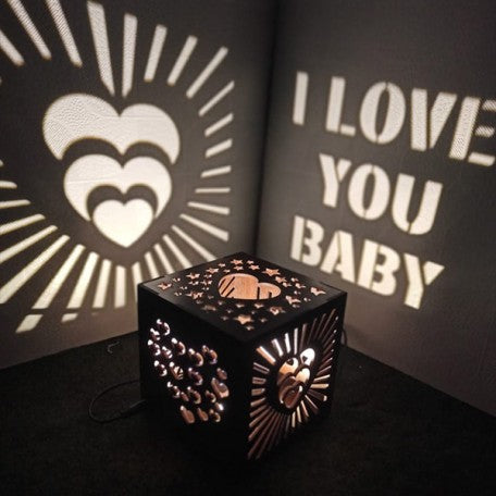 Wooden Engraved Shadow Message LED Lamp