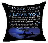 Combo Gift Pack for Wife (16" x 1" Inch Cushion Cover with Filler + Printed Mug + Greeting Card + Printed Key Ring)