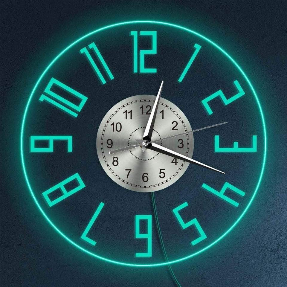 Easy to Read Big Numbers Modern Decor Silent Quartz Wall Clock Led Lighting Illuminated Wall Clock Living Room Bedside Lamp Wall Lamp