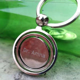 Globe Metallic Keychain With Engraved Name - My Art