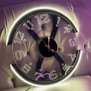 Premium Round Shape Neon Clock Modern Style Ambient Light