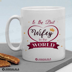 Combo Gift Pack for Wife (16" x 1" Inch Cushion Cover with Filler + Printed Mug + Greeting Card + Printed Key Ring)