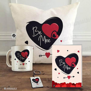 Combo Gift Pack(16" x 16" Inch Cushion Cover with Filler + Printed Mug + Greeting Card + Printed Key Ring)