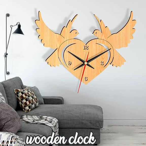 Love Wooden Wall Clock, 3D Modern Clock, Laser Cut Clock, Wall Clock - My Art