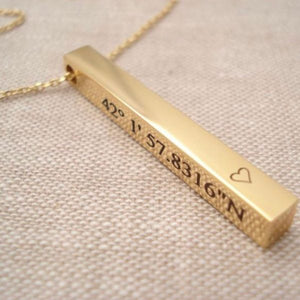 Customized 3D Gold Bar necklace - My Art