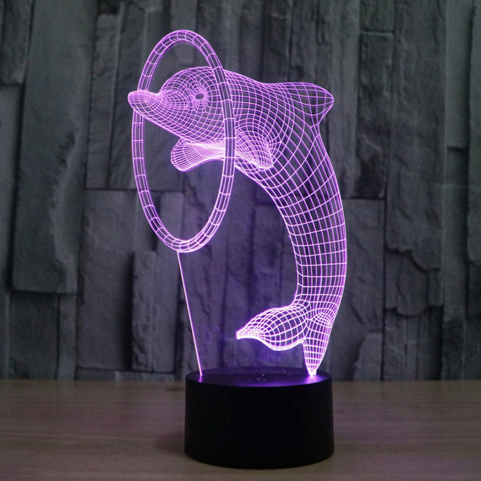 Dolphin 3D Illusion Lamp LED Night Light