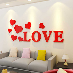 Flying Hearts With Romantic Love Acrylic Wall Art