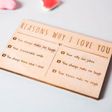 Personalised Wooden Postcard - Reasons Why I Love You - My Art